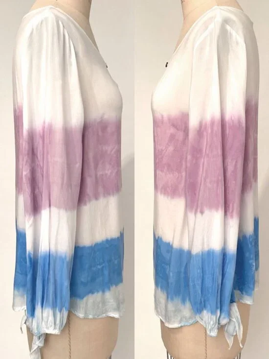 Anthropologie Holding Horses Dip Dye Print Top With Tie Sleeves Size S - Picture 4 of 9